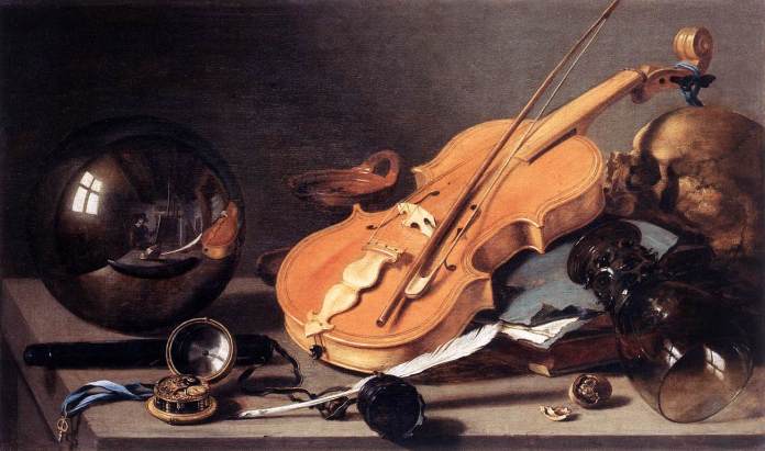Vanitas with Violin and Glass Ball by Pieter Claesz, c1628.