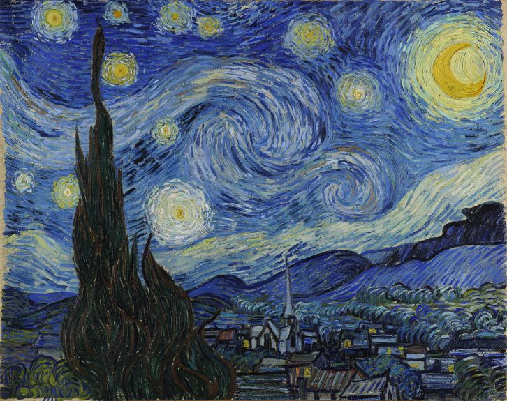 'The Starry Night' [1889] by Vincent Van Gogh, Oil on canvas, 29 in ×  36 1⁄4 in.